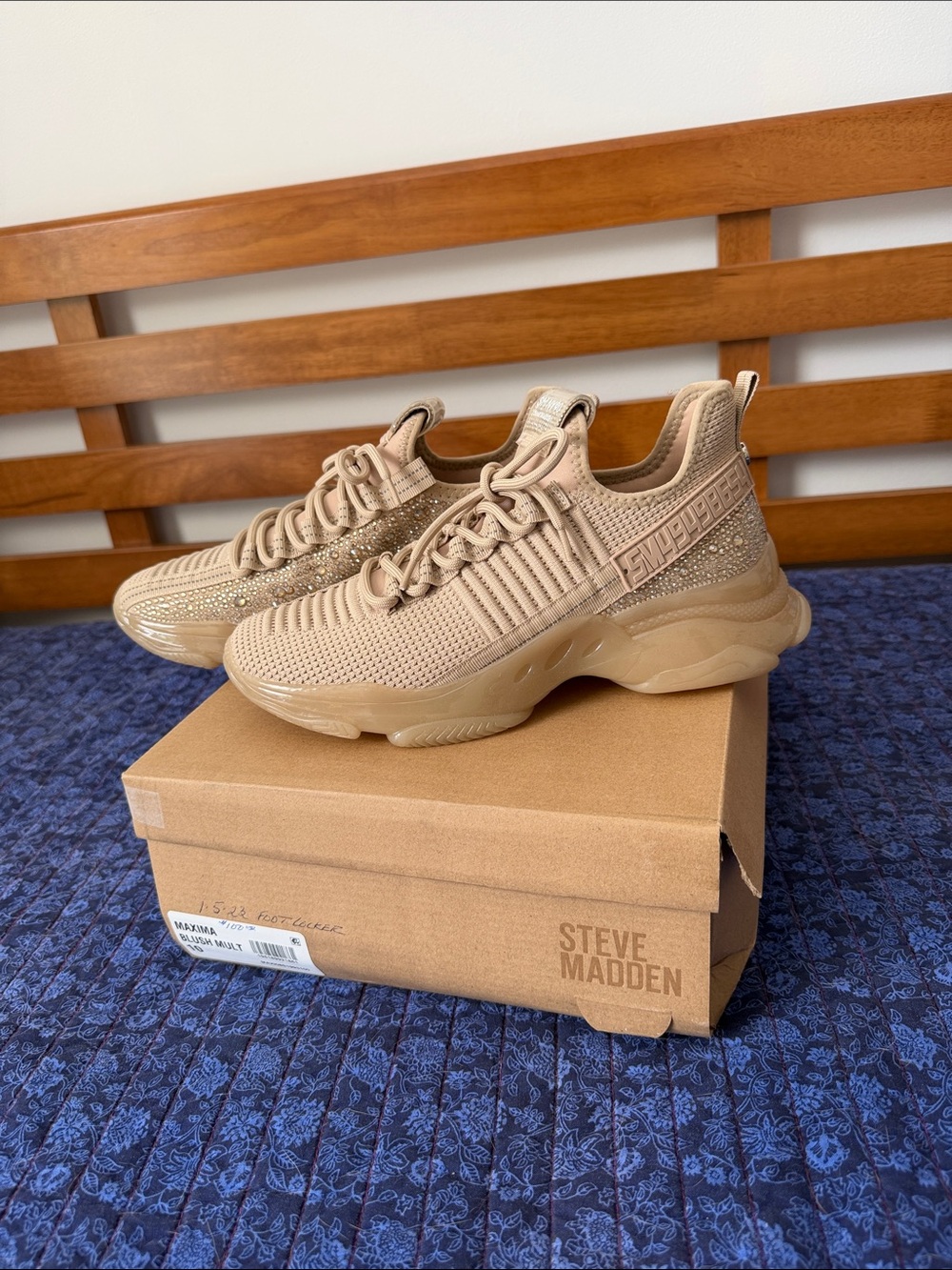 Steve Madden Maxima Blush Rhinestone Gem Sneakers